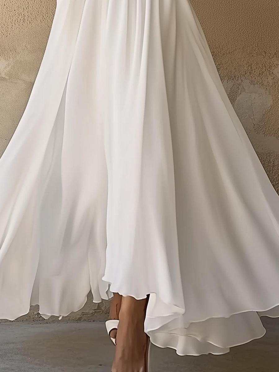 Maxikleid in Weiß mit V-Ausschnitt für Damen