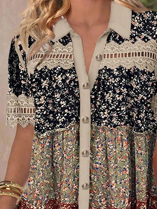 Kurzärmlige Spitzenbluse für Damen