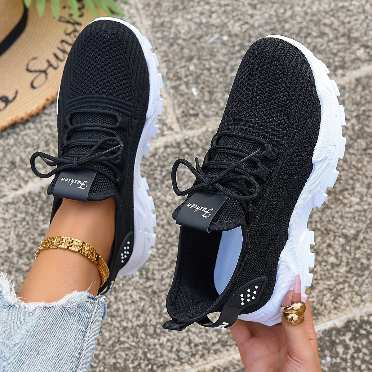 Lou Bequeme Atmungsaktive Knit Sneakers für Damen