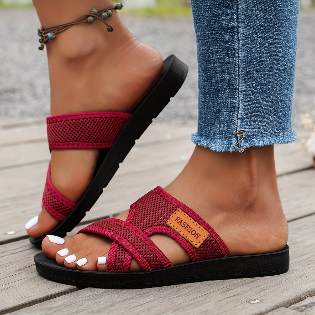 Bequeme Flachschuhe mit Kreuzriemen für Damen