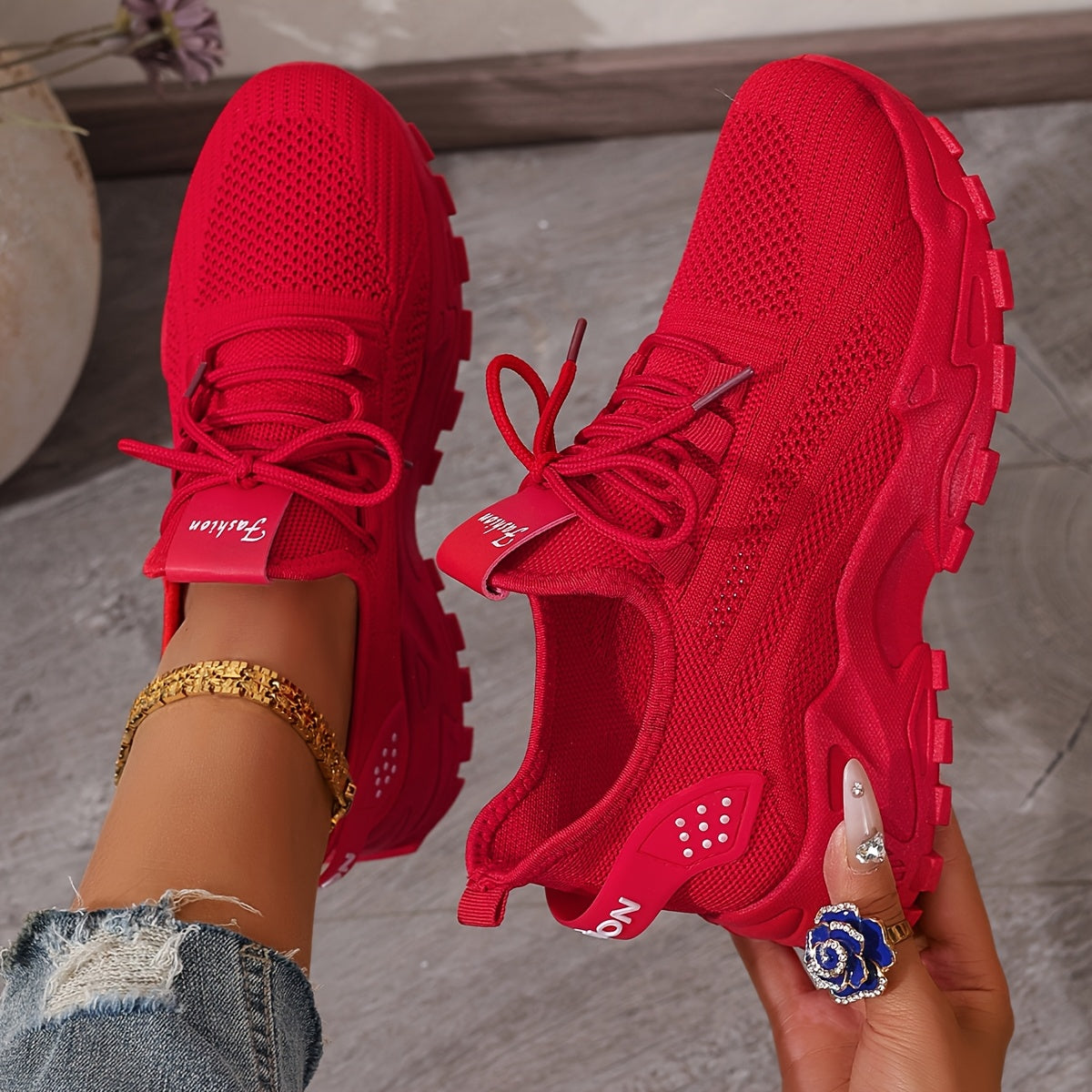 Lou Bequeme Atmungsaktive Knit Sneakers für Damen