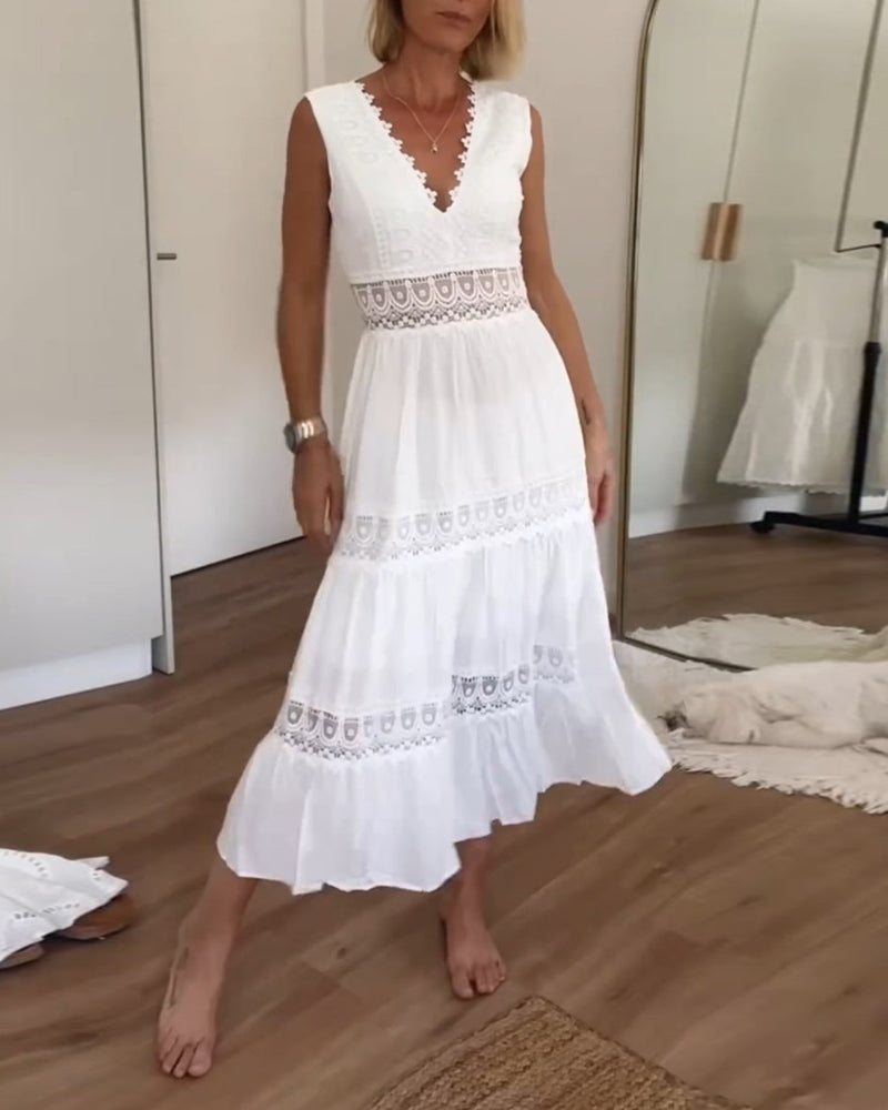 Langes weißes Kleid für Damen