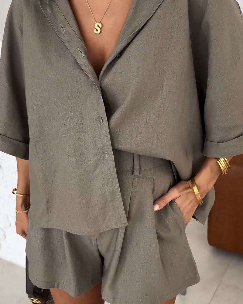 Lässiges Set mit Bluse und Shorts für Damen