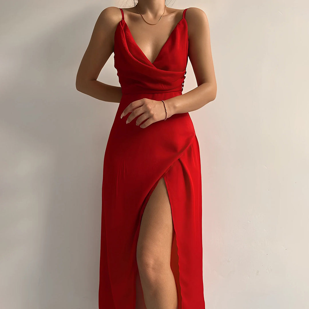 Elegantes V-Ausschnitt Kleid für Damen