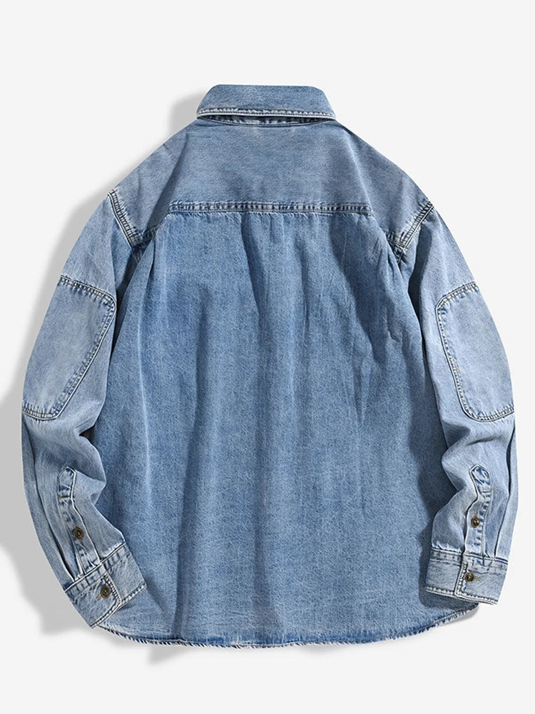 Lässig Geknöpftes Denimhemd für Herren
