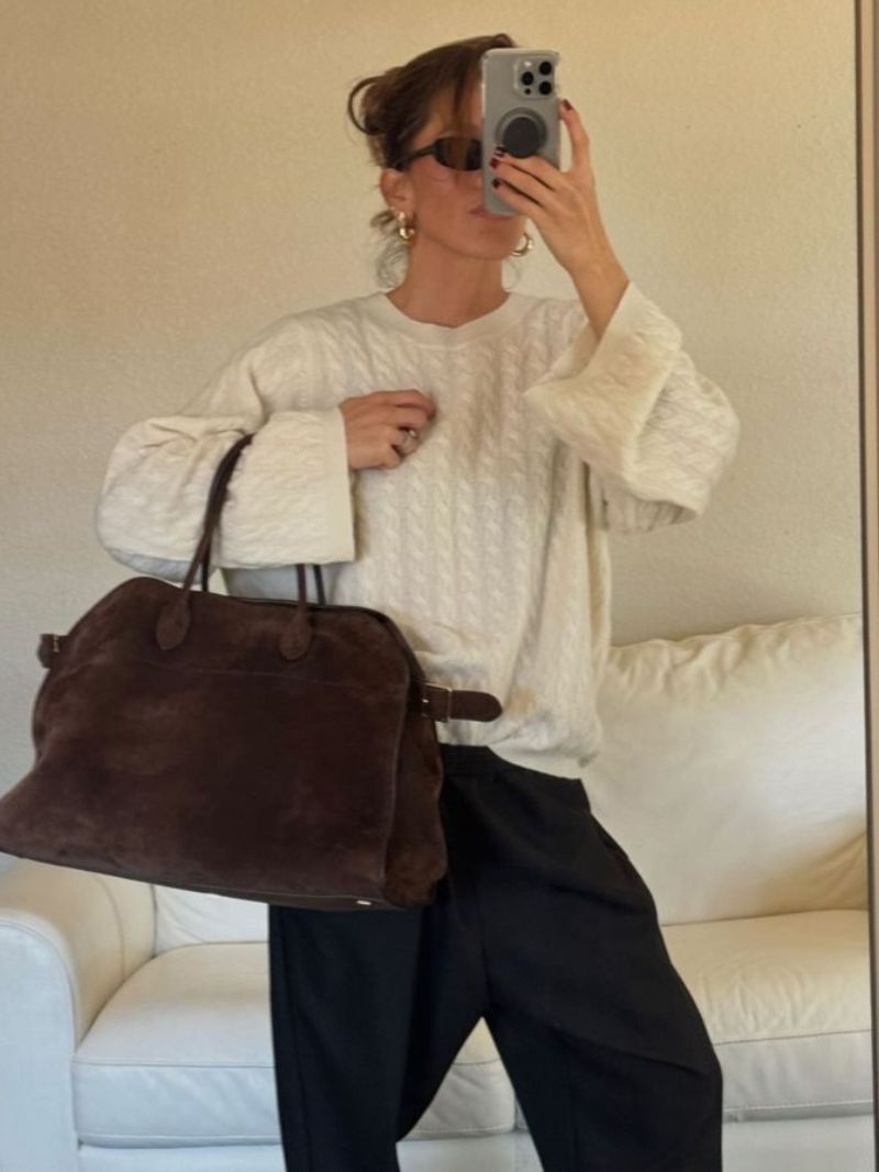 Grosse vegane Wildleder Tasche für Damen