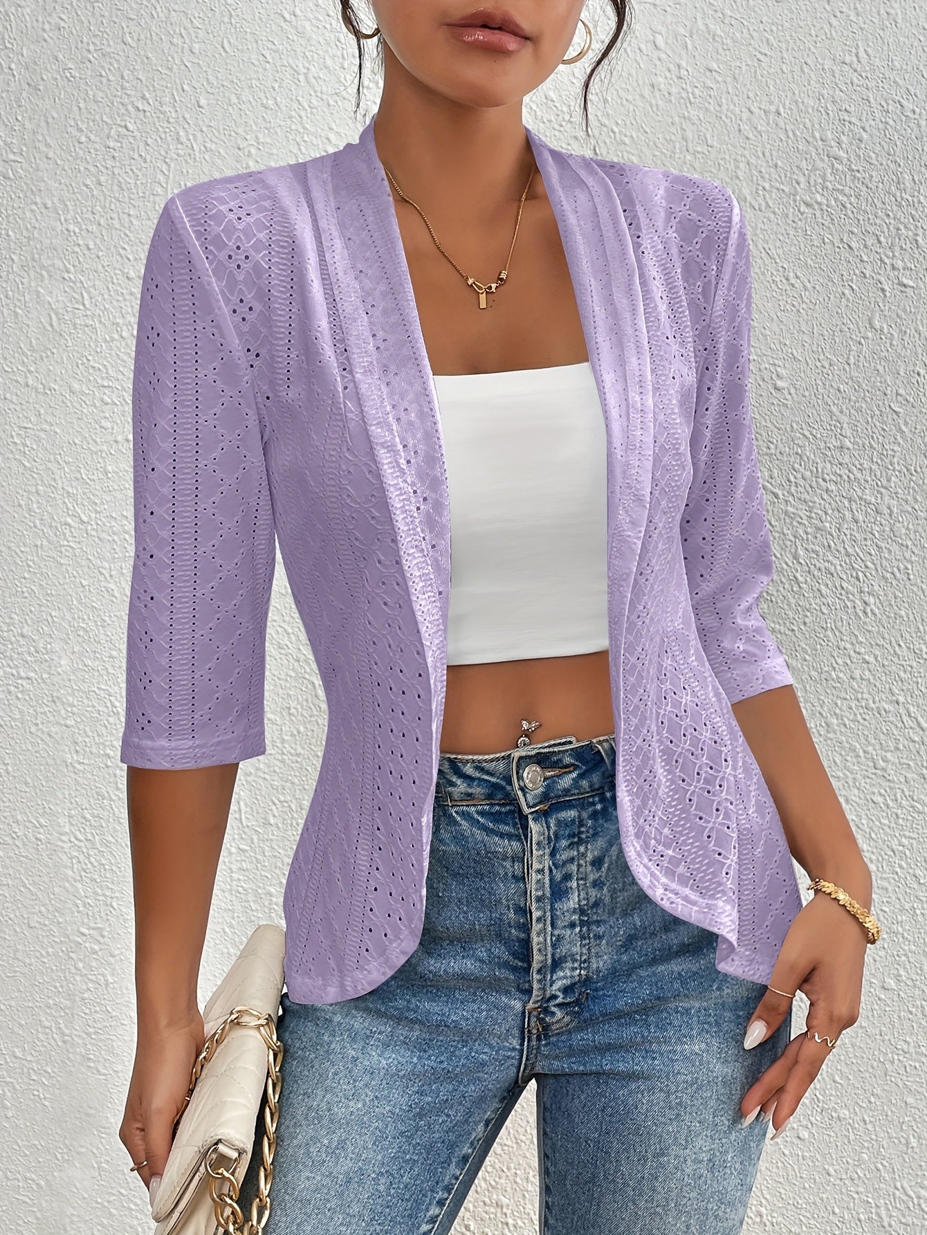 Elegante Strickjacke mit offener Vorderseite für Damen