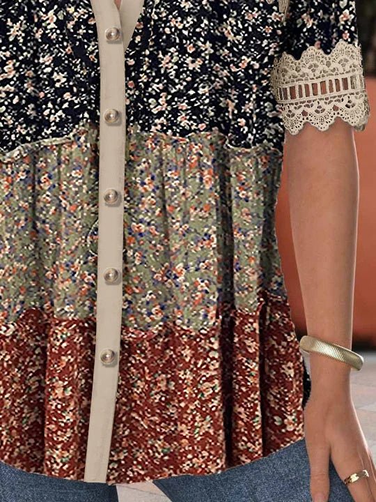 Kurzärmlige Spitzenbluse für Damen