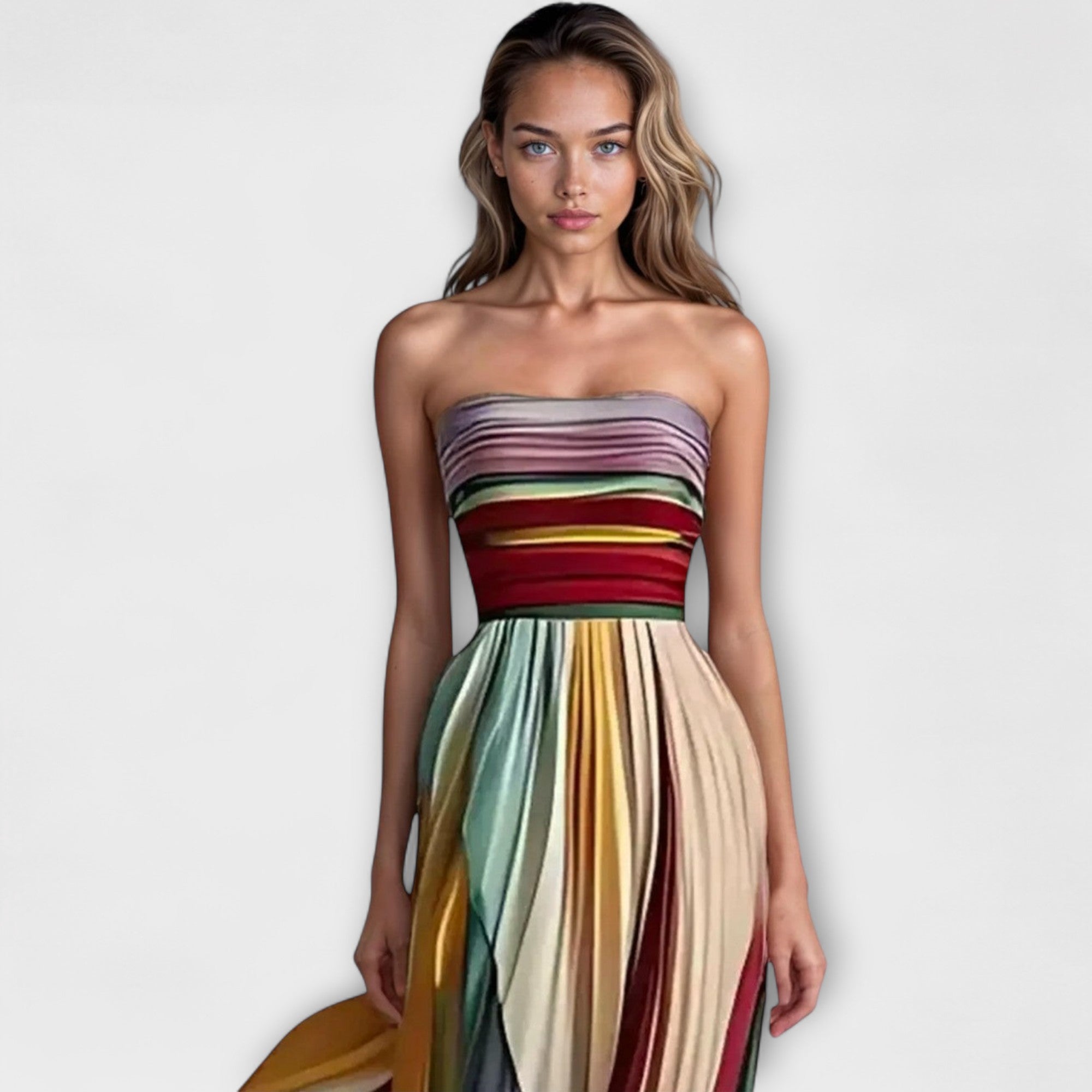 Farbenfrohes Kleid in ärmellosem Design für Damen