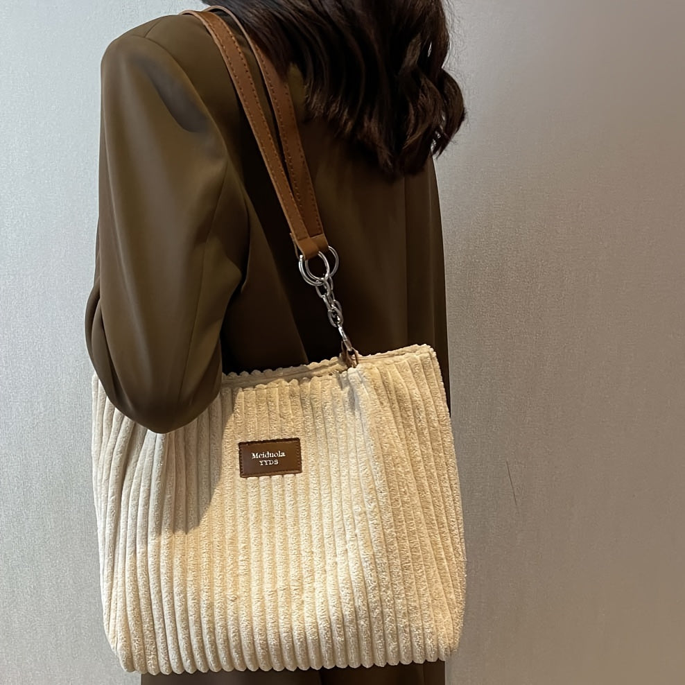 Edle Schultertasche im Cordhosen Style