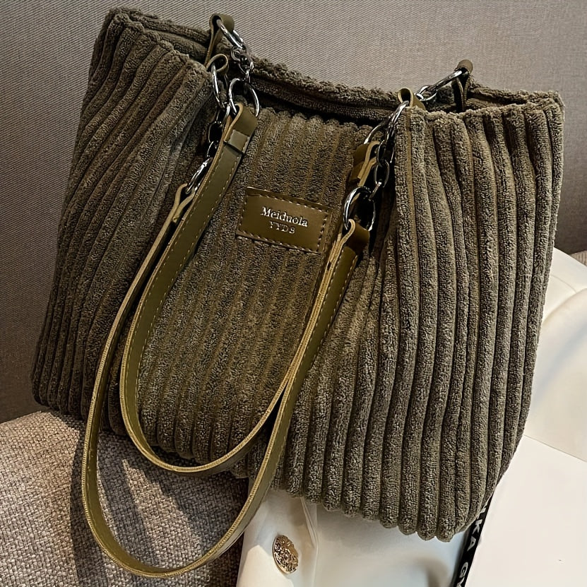 Edle Schultertasche im Cordhosen Style
