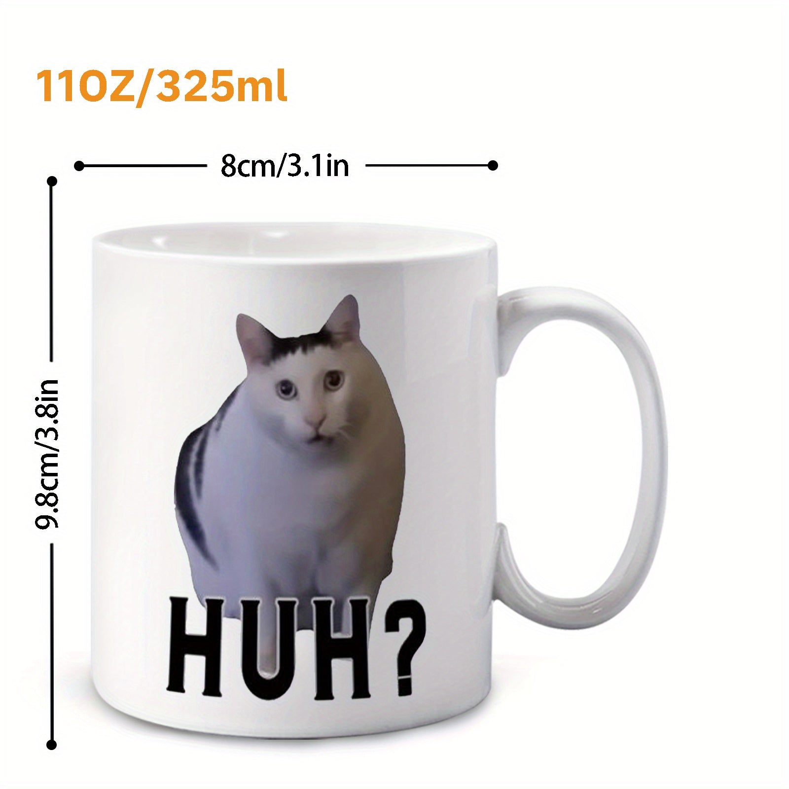 Humorvolles HUH? Katzenmotiv Keramiktasse