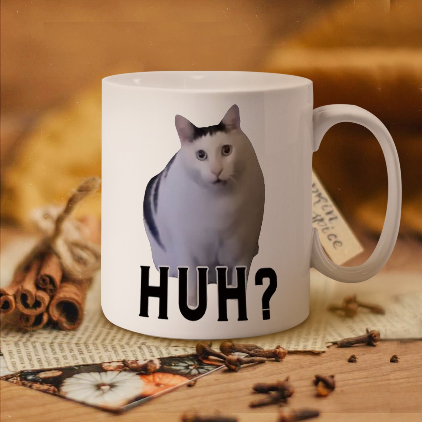Humorvolles HUH? Katzenmotiv Keramiktasse