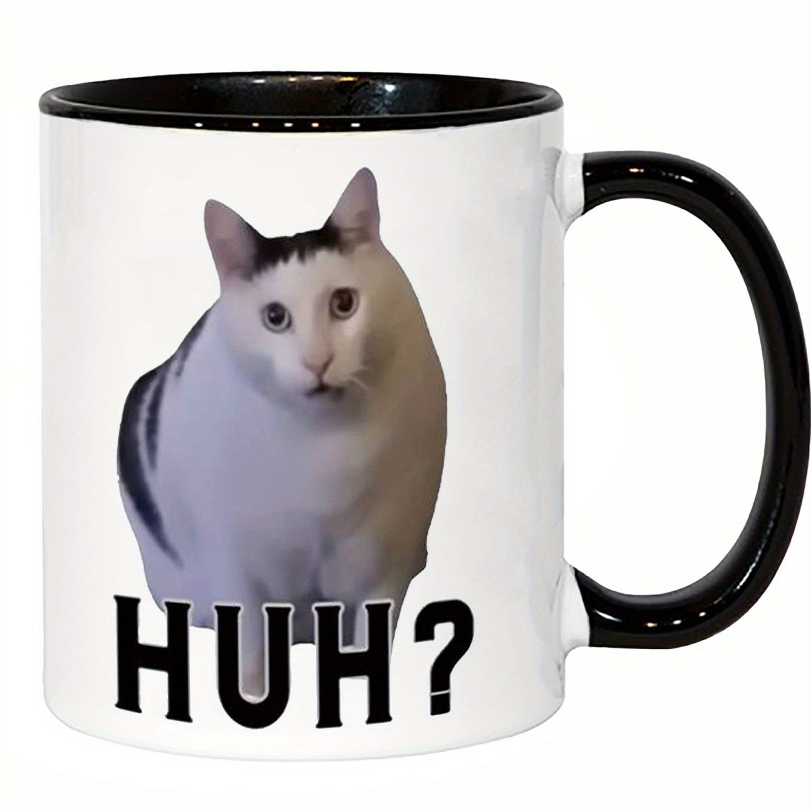Humorvolles HUH? Katzenmotiv Keramiktasse