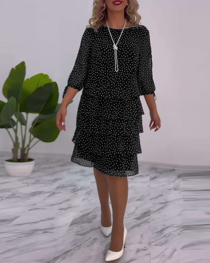 Elegantes Lagenkleid mit Polka Dot Print für Damen