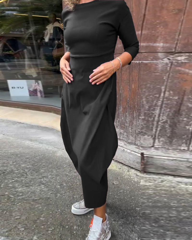 Elegantes Langarmkleid mit Taschen für Damen