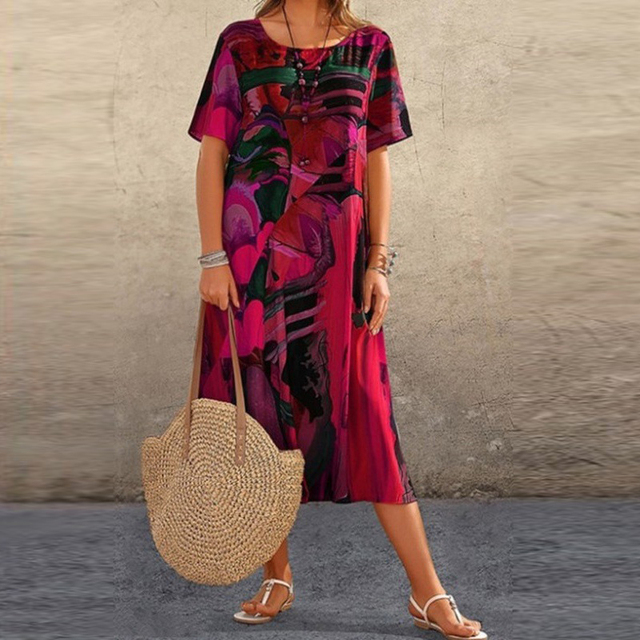 Farbiges langes Kleid für Damen