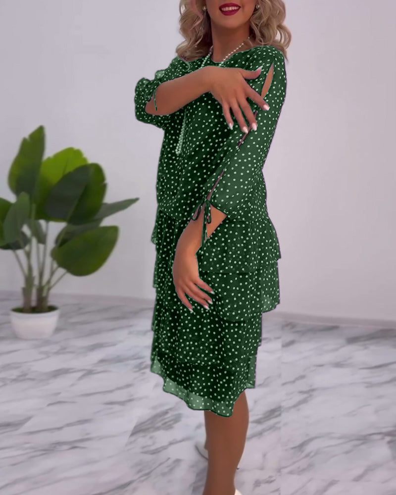 Elegantes Lagenkleid mit Polka Dot Print für Damen