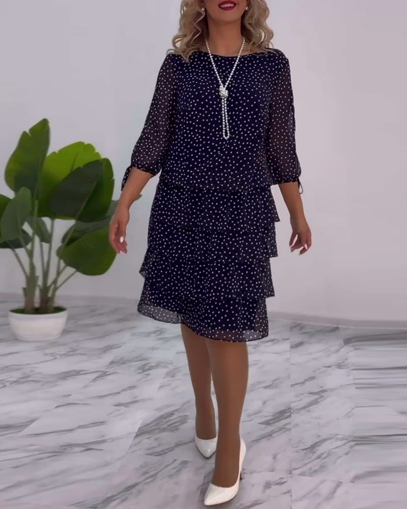 Elegantes Lagenkleid mit Polka Dot Print für Damen