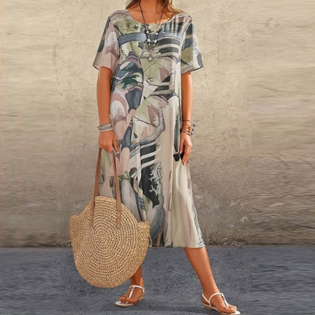 Farbiges langes Kleid für Damen