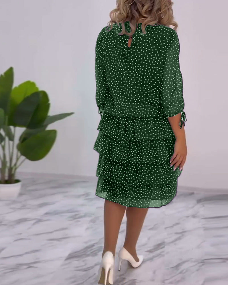 Elegantes Lagenkleid mit Polka Dot Print für Damen