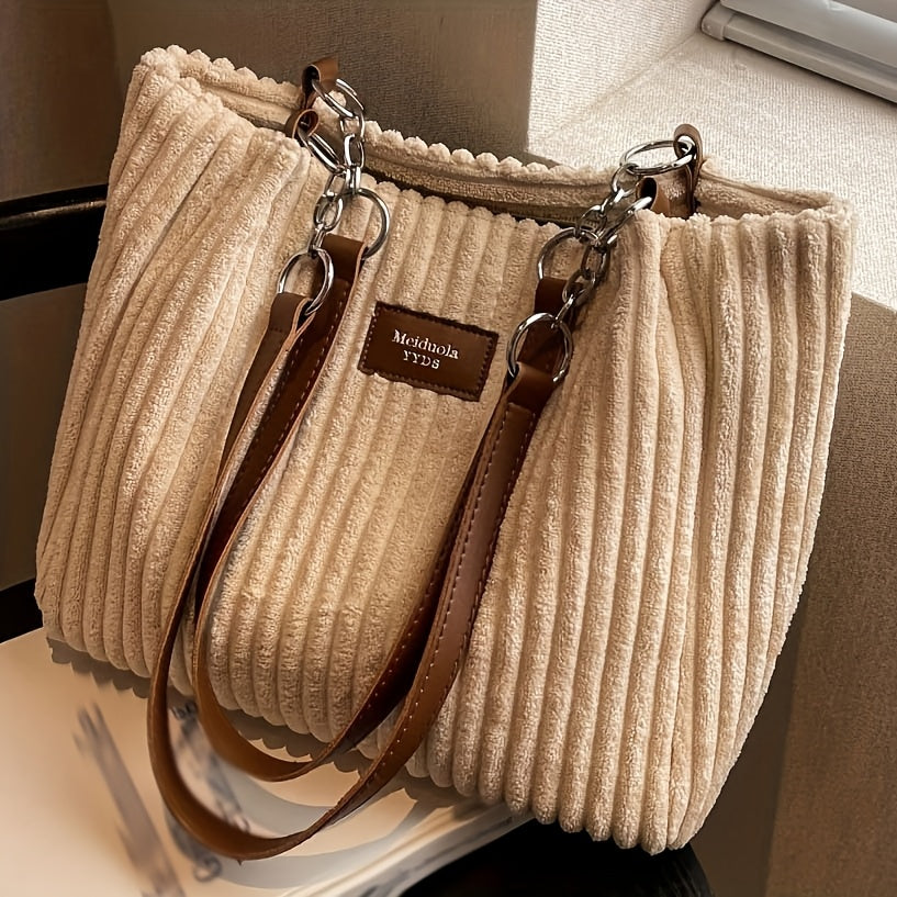 Edle Schultertasche im Cordhosen Style
