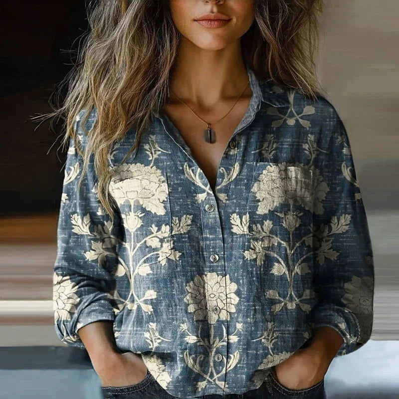 Mira Bedruckte Vintage Bluse für Damen