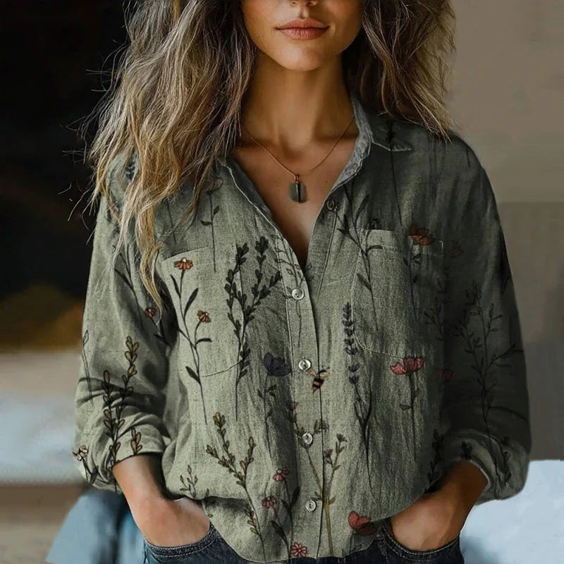 Mira Bedruckte Vintage Bluse für Damen
