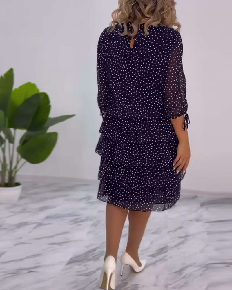 Elegantes Lagenkleid mit Polka Dot Print für Damen