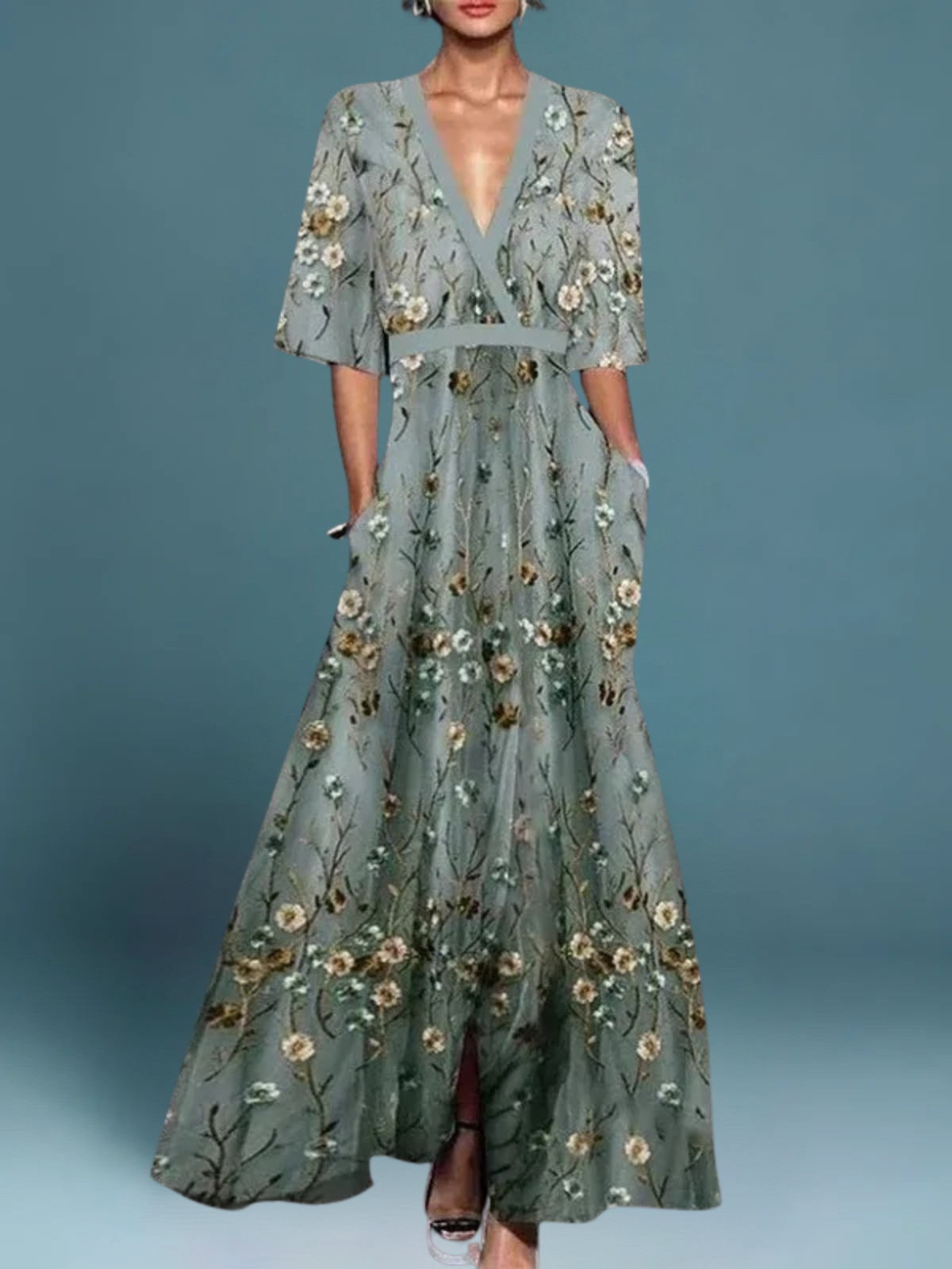 Romantisches Maxikleid mit Blumenmuster für Damen