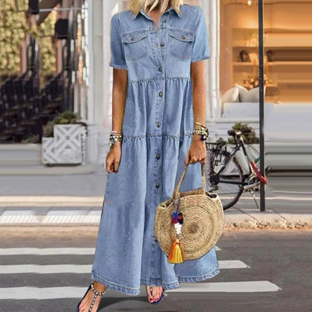 Langes Denim Kleid für Damen