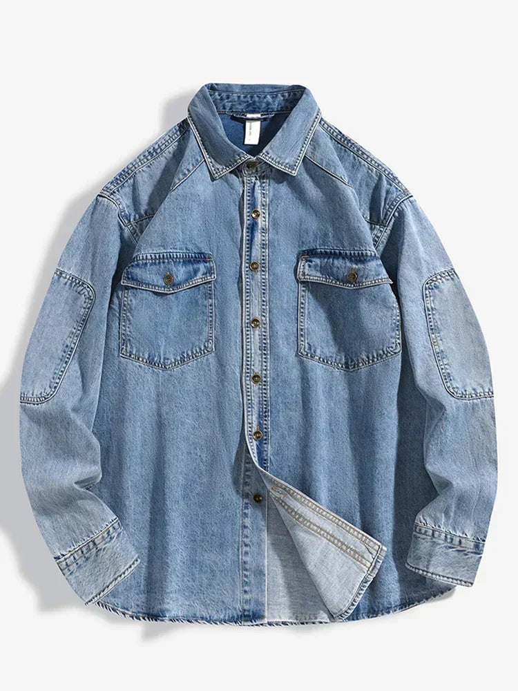 Calvin Lässig Geknöpftes Denimhemd mit Taschen für Männer