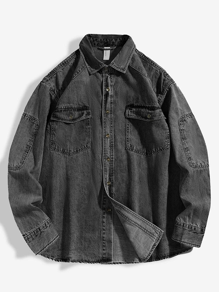 Calvin Lässig Geknöpftes Denimhemd mit Taschen für Männer