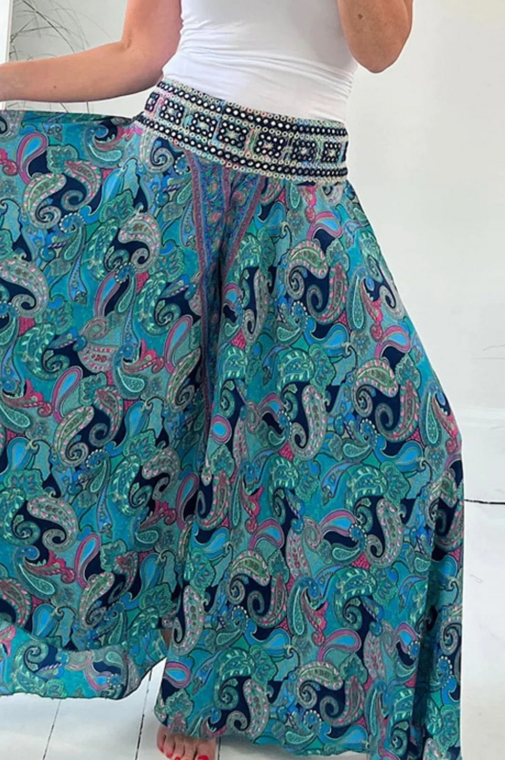 Carla Weite Hose mit Sommerprint für Damen
