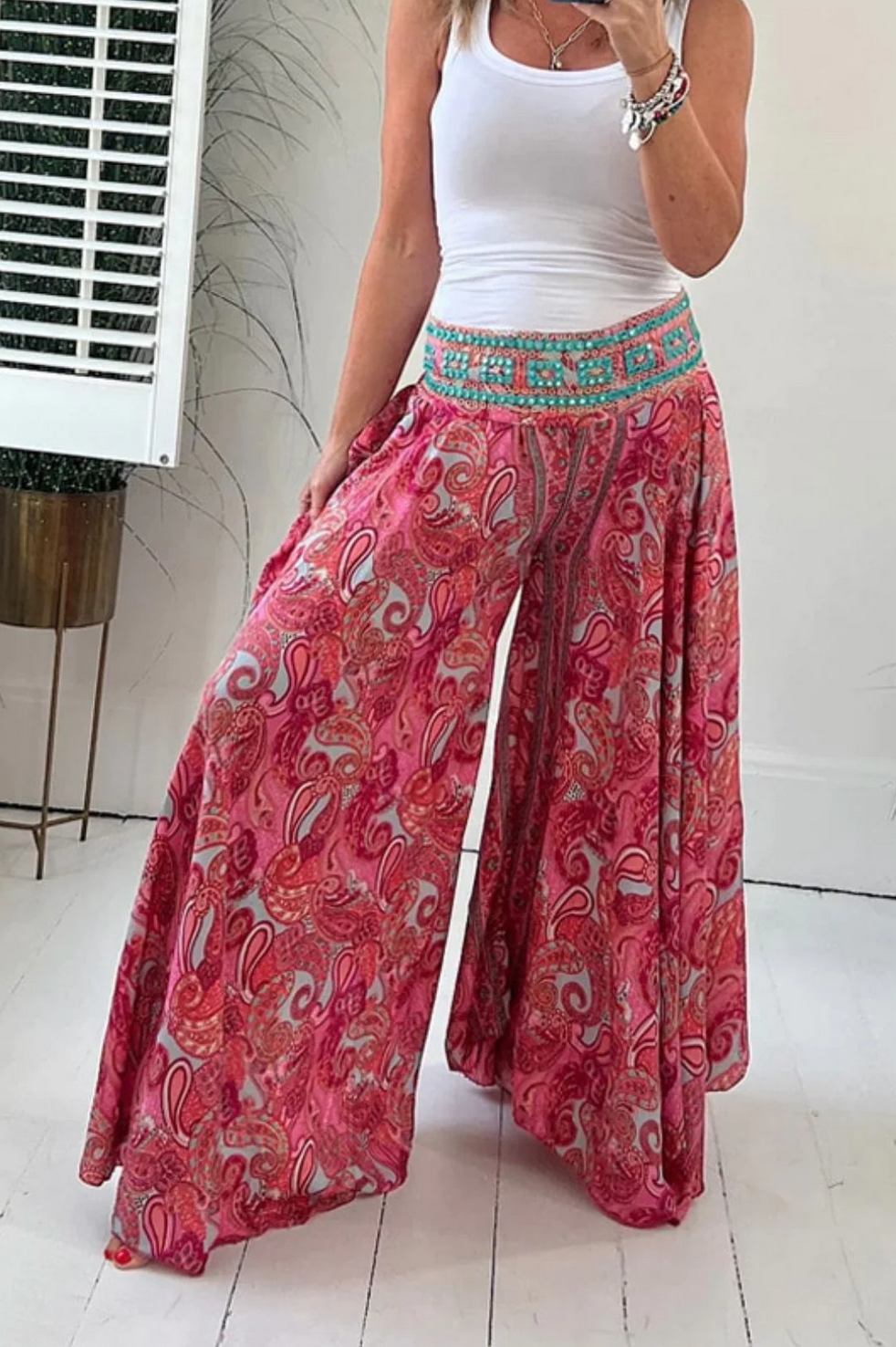 Carla Weite Hose mit Sommerprint für Damen