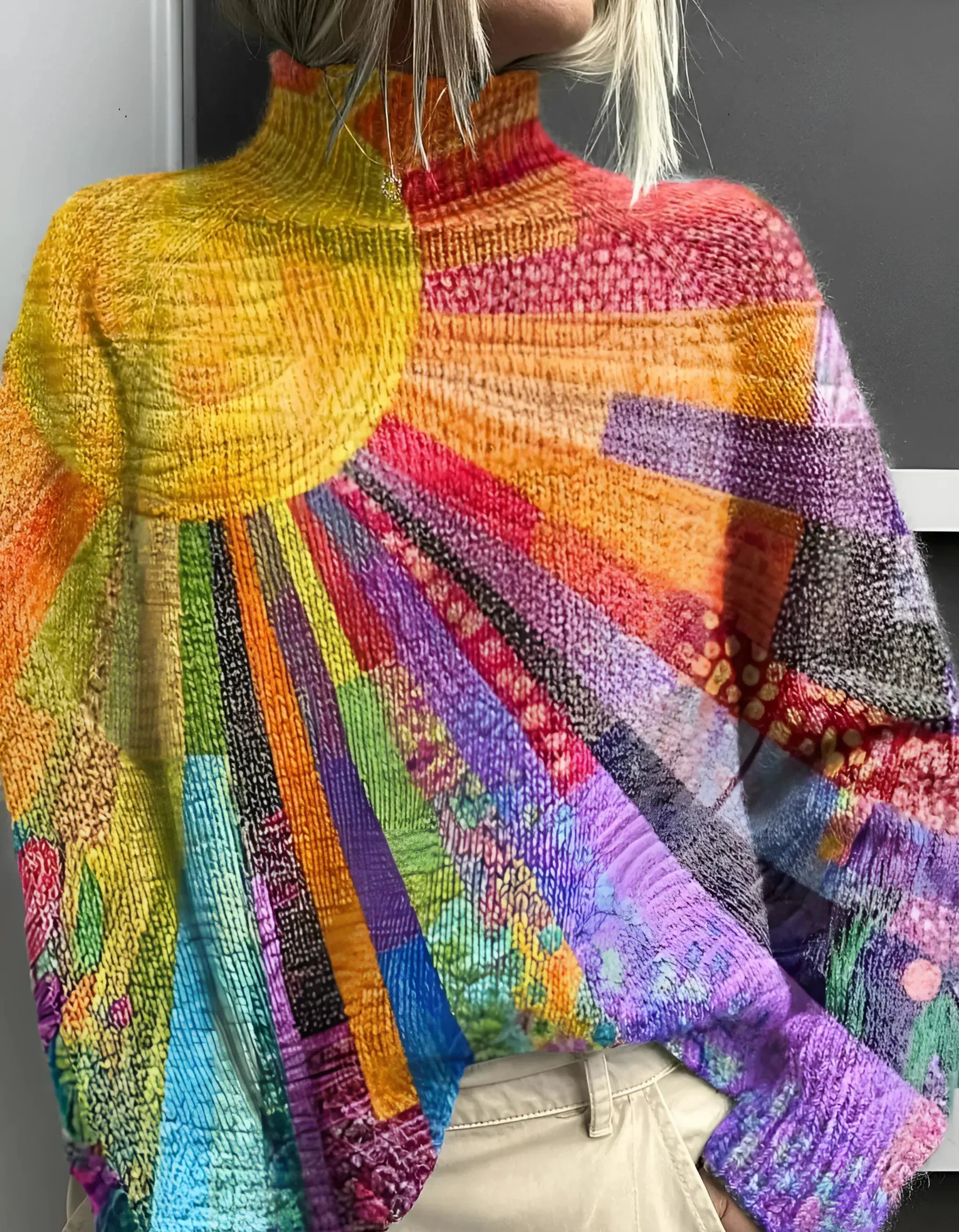 Ada Fröhlich Bunter Rollkragenpullover
