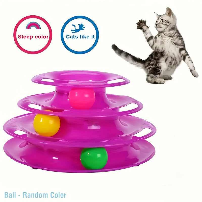 Interaktiver Katzenspielzeugturm mit rotierenden Bällen