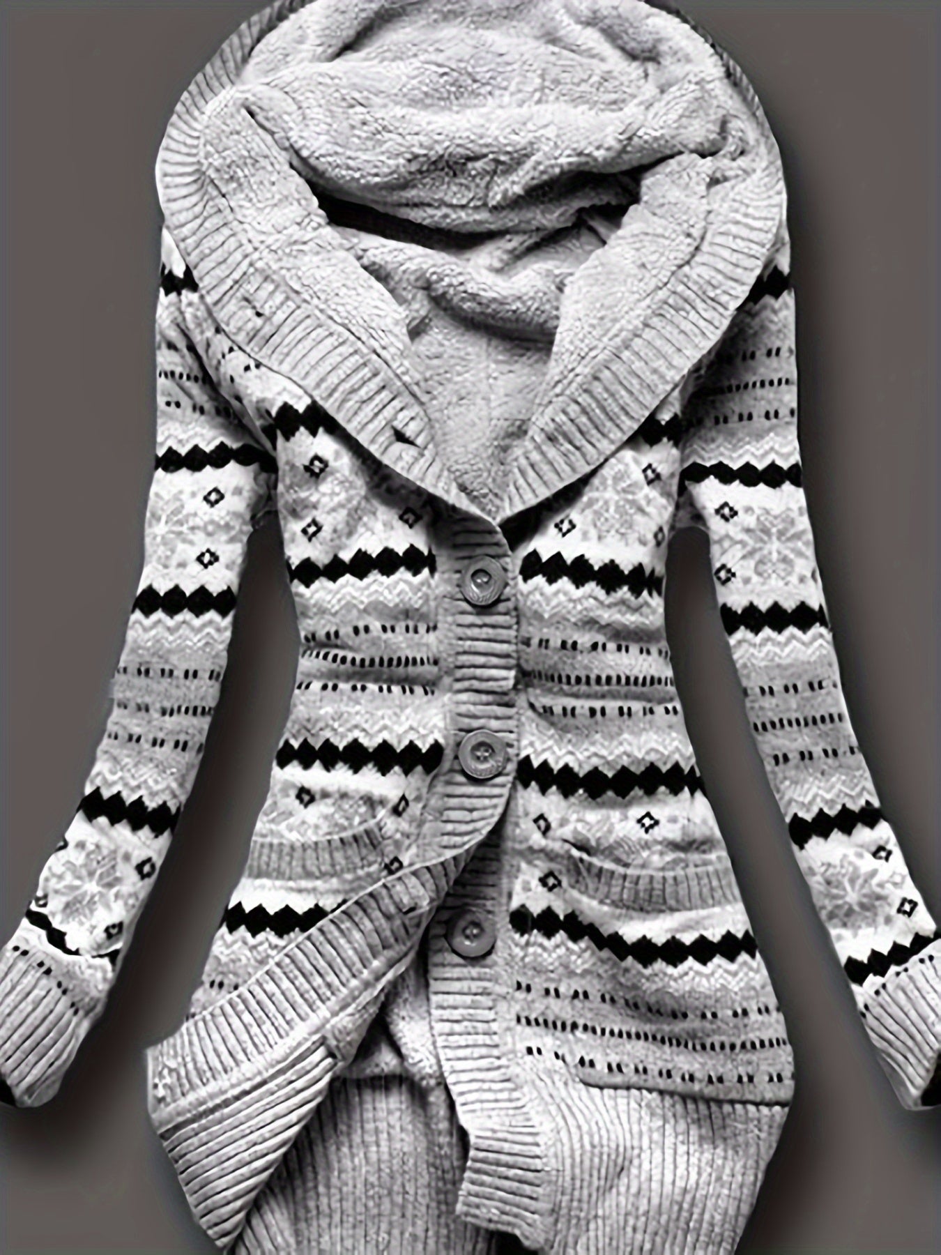 Lässiger Geo Print Cardigan mit Taschen