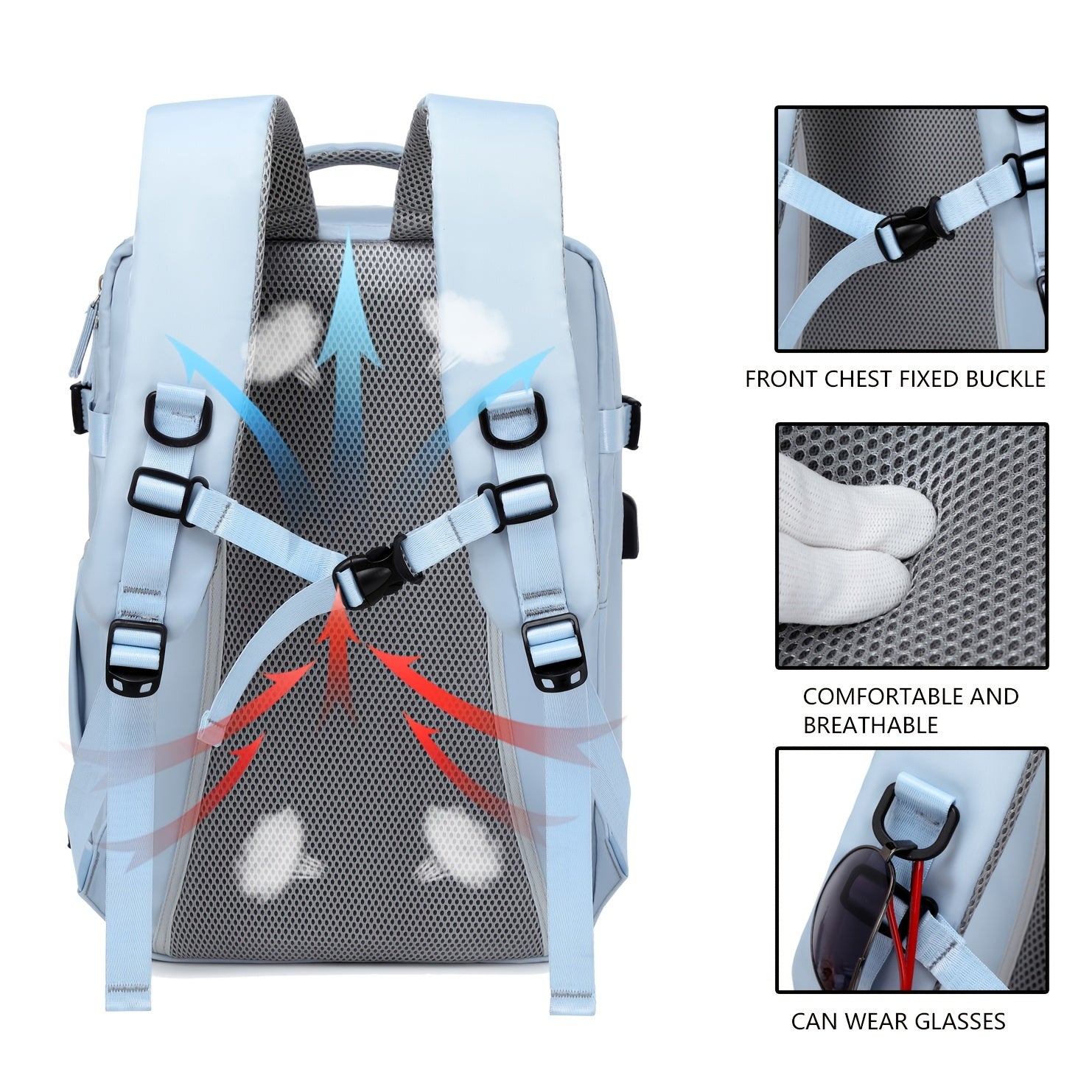 Reiserucksack mit Schuhfach und Laptopfach und verstellbaren Trägern