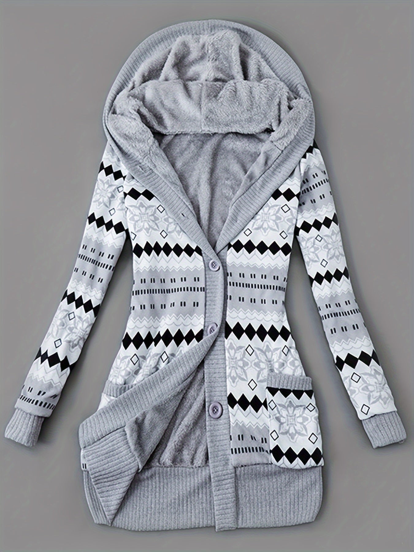 Lässiger Geo Print Cardigan mit Taschen
