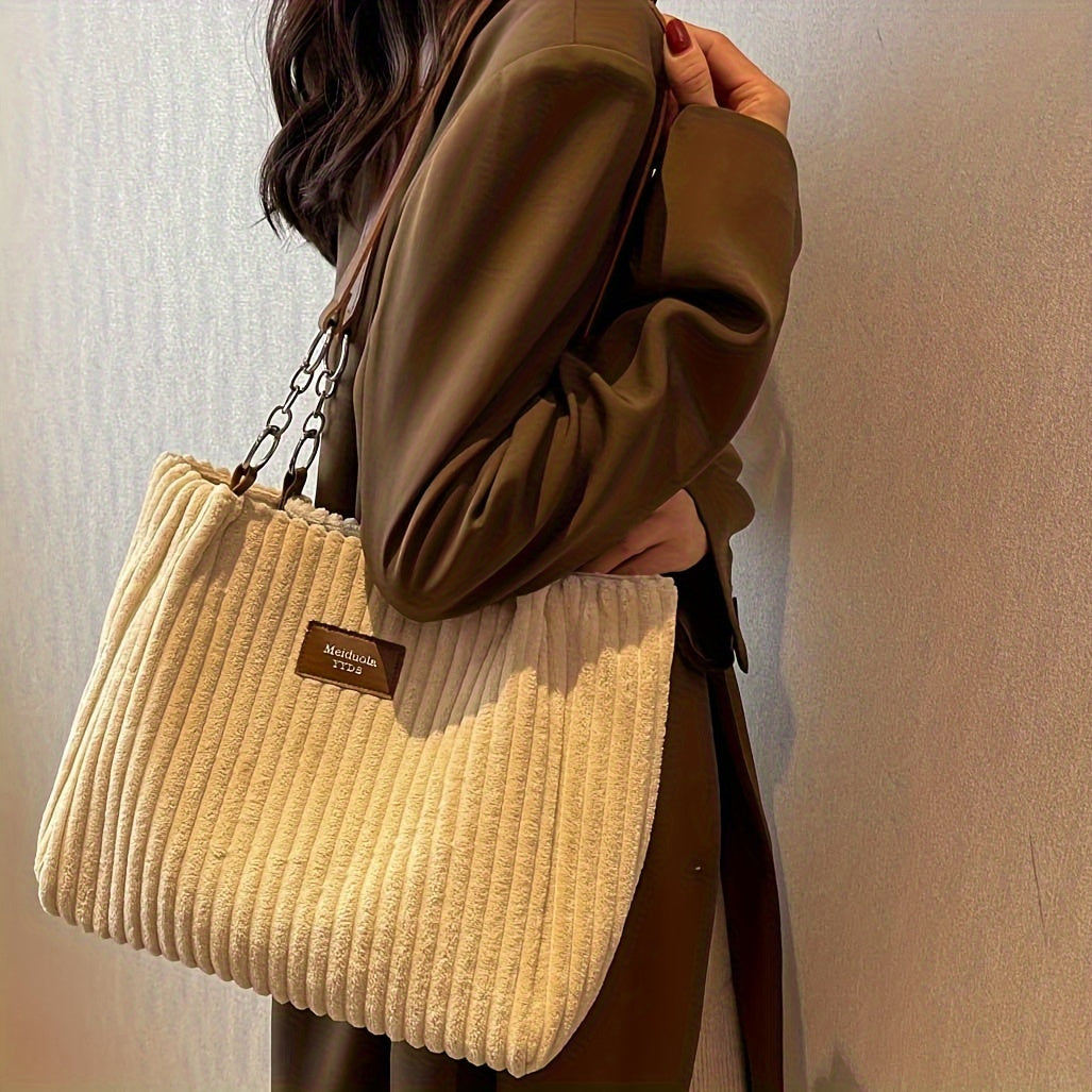 Edle Schultertasche im Cordhosen Style