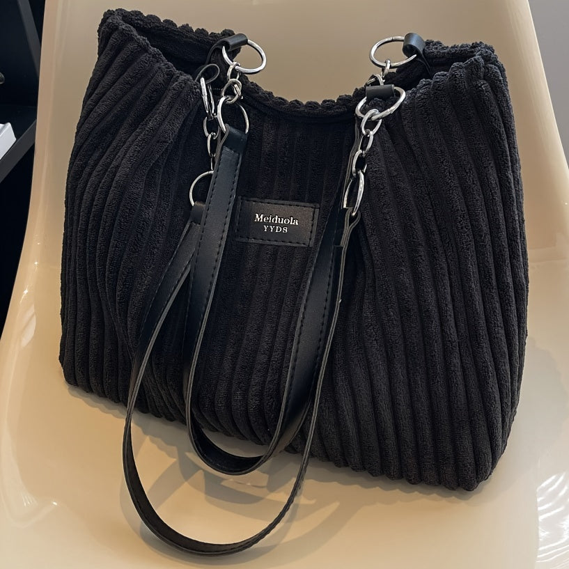 Edle Schultertasche im Cordhosen Style