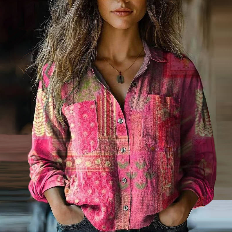 Mira Bedruckte Vintage Bluse für Damen