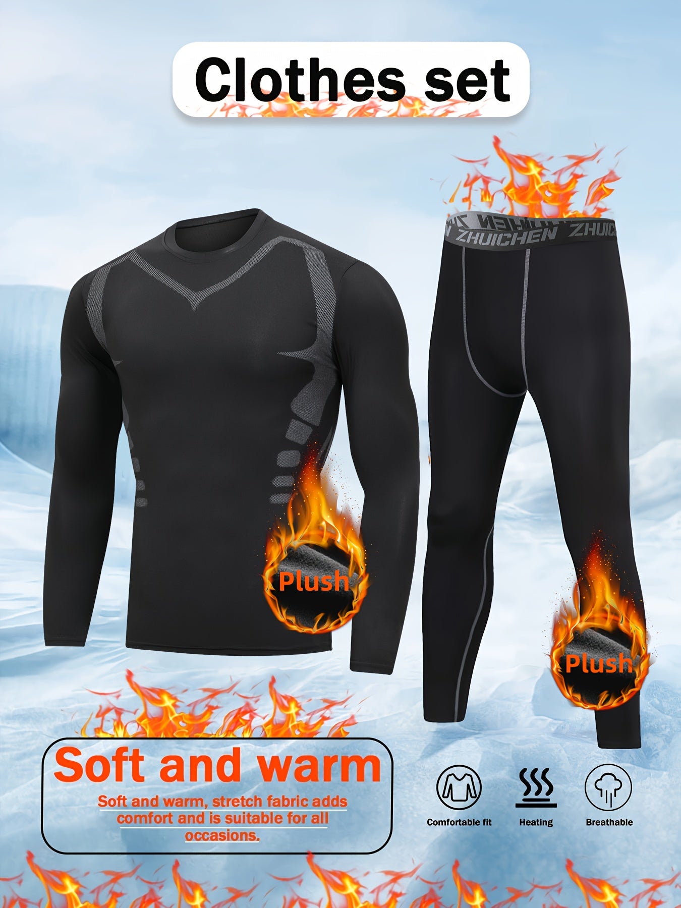Warmes Zweiteiliges Thermo-Set für Herren
