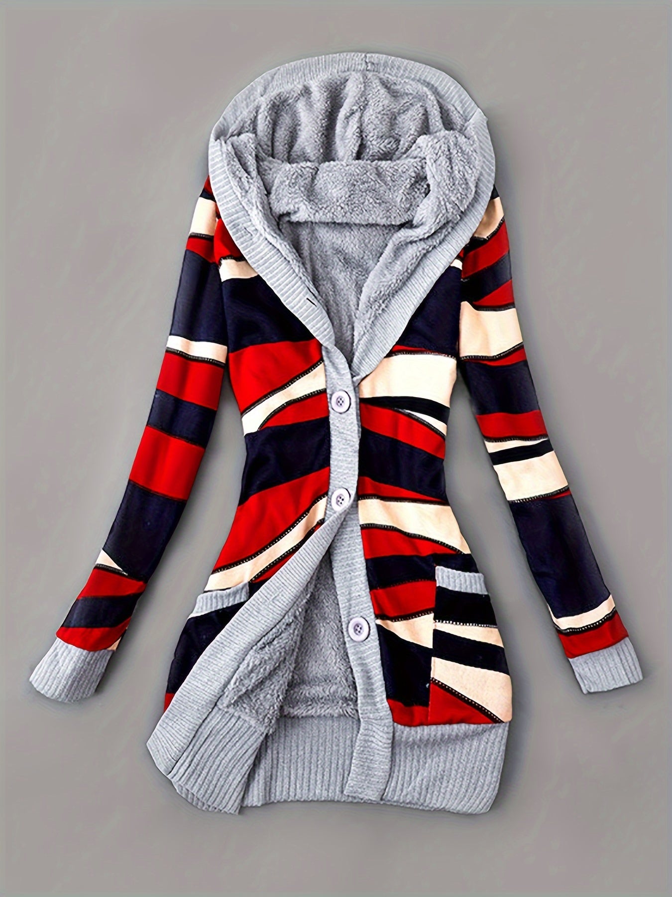 Lässiger Geo Print Cardigan mit Taschen