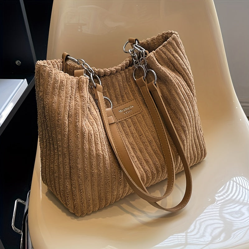 Edle Schultertasche im Cordhosen Style