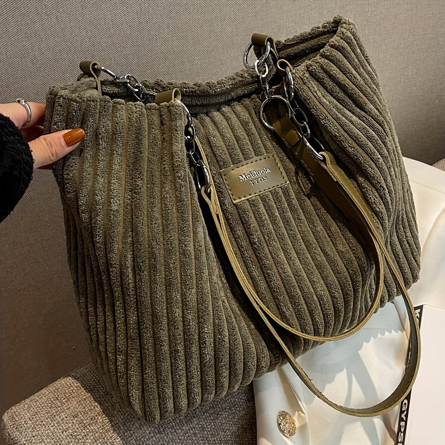 Edle Schultertasche im Cordhosen Style