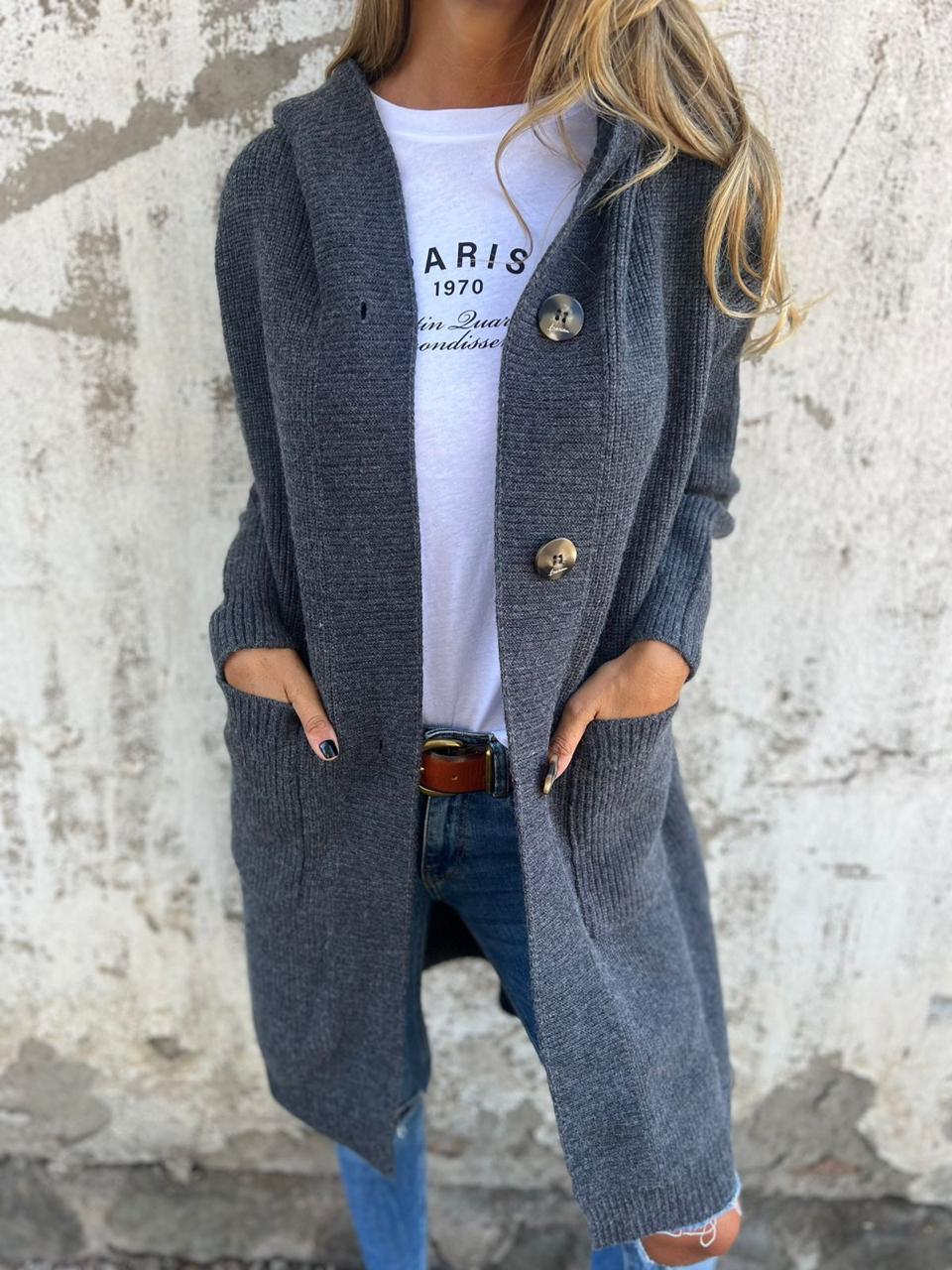 Elegante lange Strickjacke für Damen
